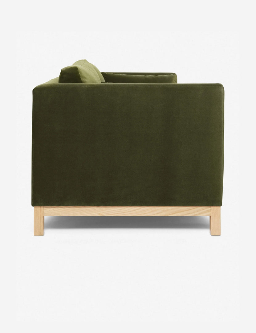 #size::84-W #size::96-W #color::jade | Side of the Jade Green Velvet Hollingworth Sofa