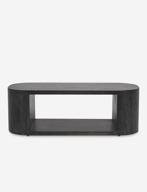 Luna black wood oval coffee table.