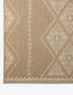 Corner of the Mesny warm, neutral traditional print indoor/outdoor area rug