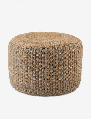 Vela gray-beige all-natural jute and cotton textural pouf