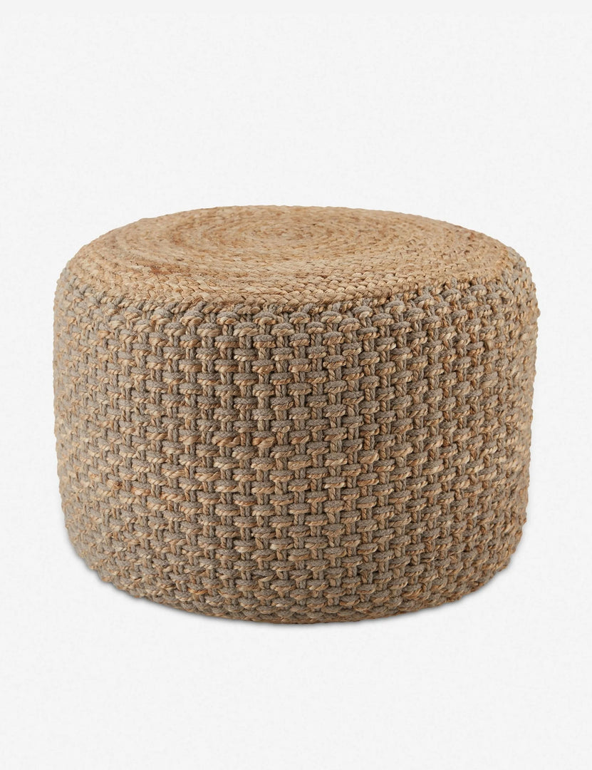 #color::gray-beige | Vela gray-beige all-natural jute and cotton textural pouf
