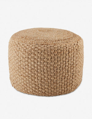 Vela beige all-natural jute and cotton textural pouf