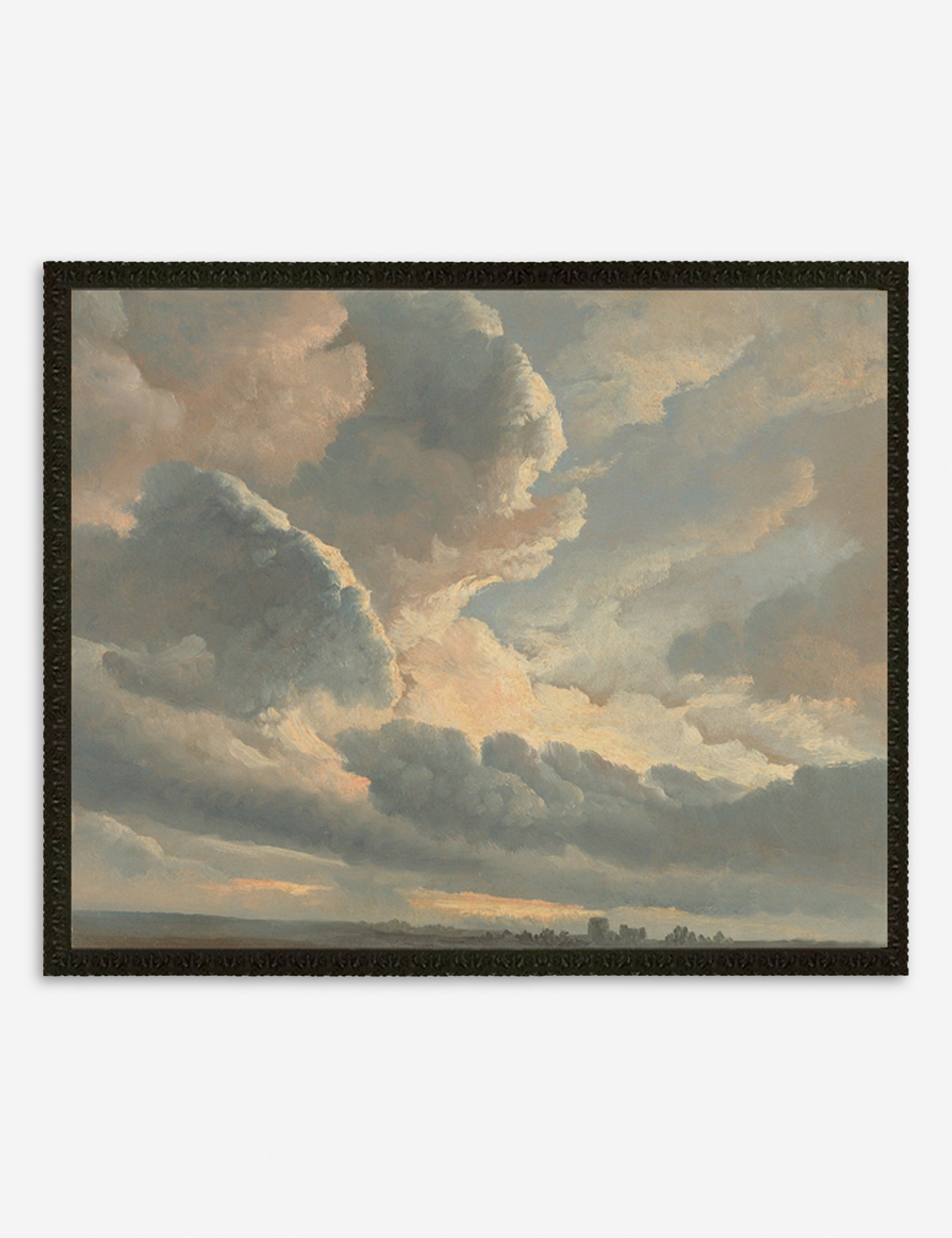#size::16--x-13- #size::18--x-15- #color::black #size::29--x-23- #frame-option::framed #color::- #size::27--x-22- | Black framed Study of Clouds with a Sunset near Rome Wall Art by Simon Alexandre Clement Denis