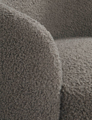 Close-up of the gray boucle fabric
