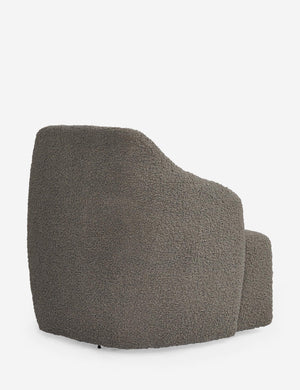 Angled rear view of the Tobi Gray Boucle swivel chair