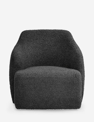 Tobi Slate Boucle swivel chair with a curved frame