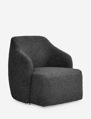 Angled view of the Tobi Slate Boucle swivel chair