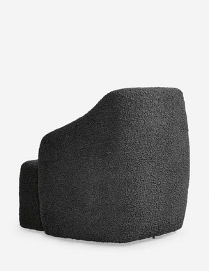 Angled rear view of the Tobi Slate Boucle swivel chair