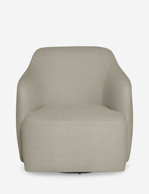 Tobi Flax linen swivel chair with a curved frame