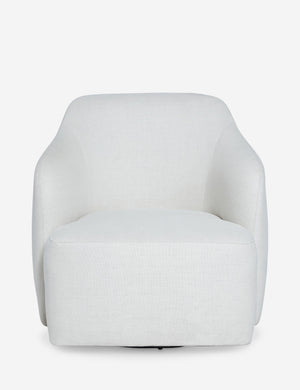 Tobi Natural linen swivel chair with a curved frame