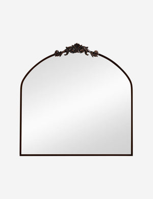 Tulca arched oil rubbed bronze mirror with flat bottom edge and traditional scroll detailing.