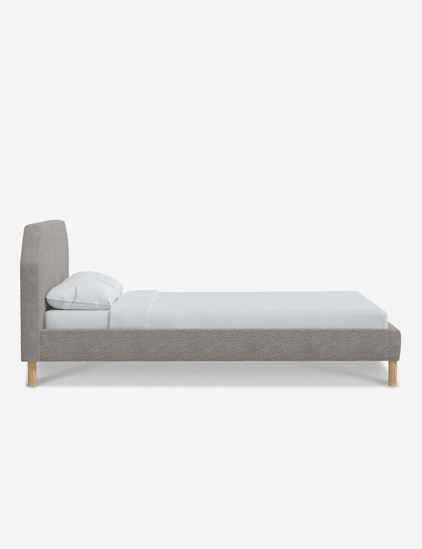 #color::moonlight-boucle #size::full #size::queen #size::king #size::cal-king | Side of the Kipp Moonlight Gray Boucle platform bed