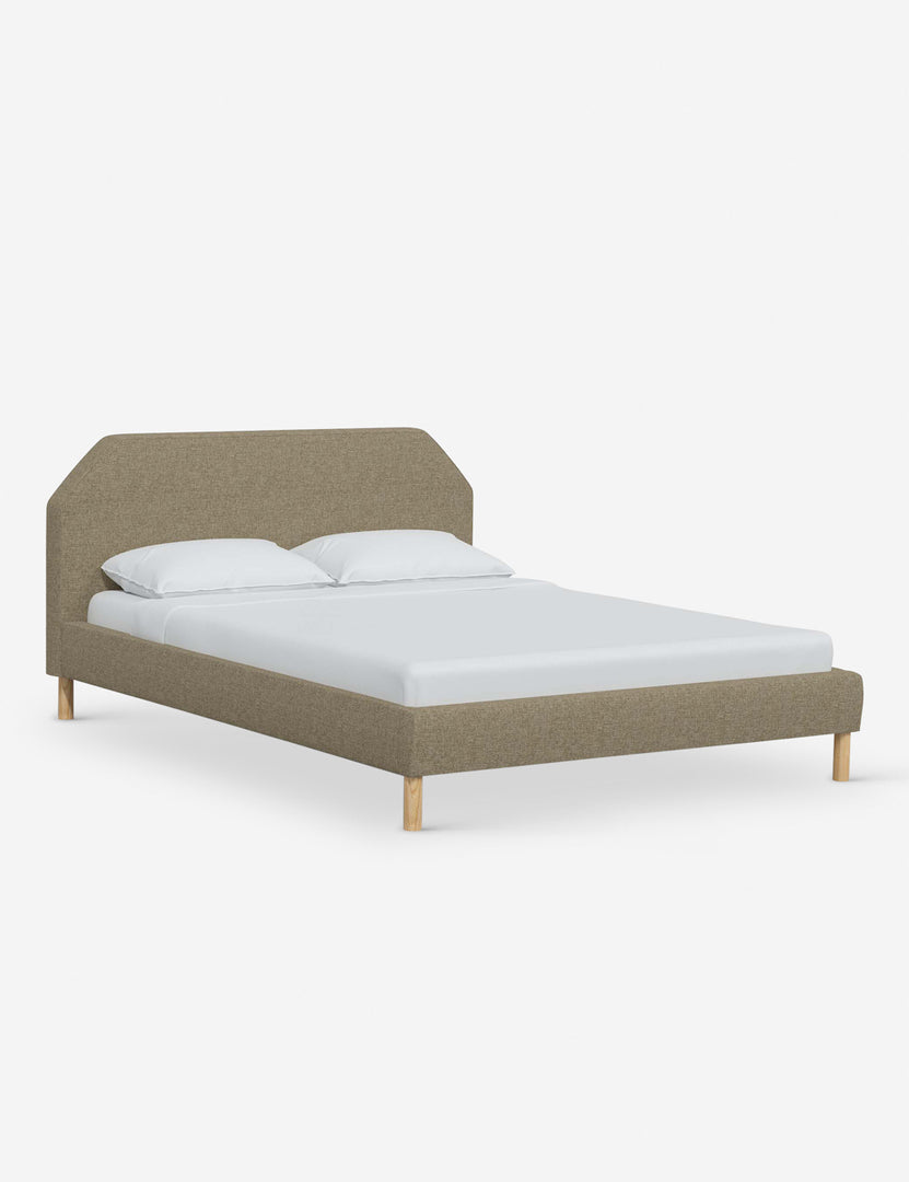 #color::pebble-linen #size::full #size::queen #size::king #size::cal-king | Angled view of the Kipp Pebble Gray Linen platform bed