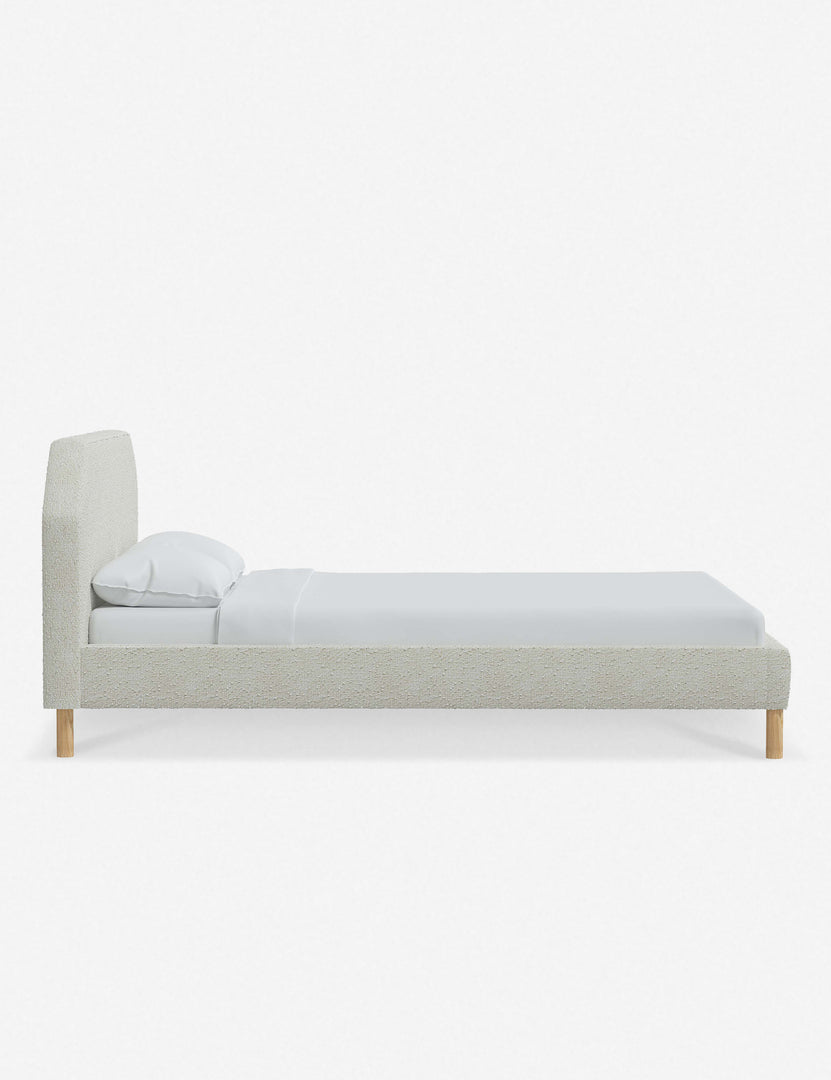 #color::white-boucle #size::full #size::queen #size::king #size::cal-king | Side of the Kipp White Boucle platform bed