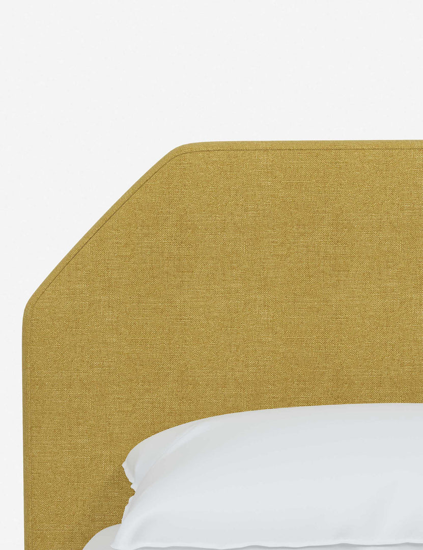 #color::golden-linen #size::full #size::queen #size::king #size::cal-king | The geometric headboard on the Kipp Golden Linen platform bed