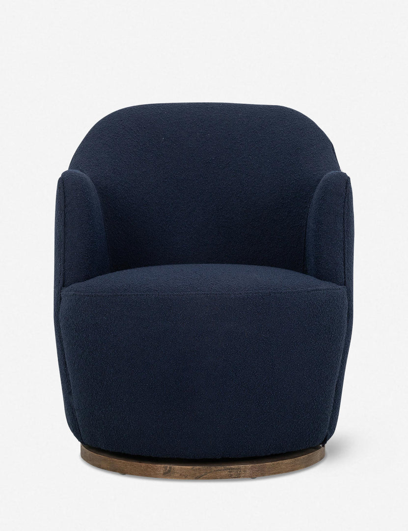 #color::navy | Margie rounded barrel swivel accent chair in navy
