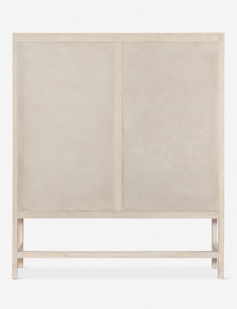 #color::natural | Rear view of the Hannah whitewashed mango wood cabinet with cane doors 