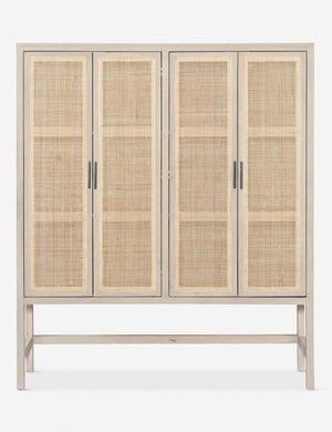 Hannah whitewashed mango wood cabinet with cane doors