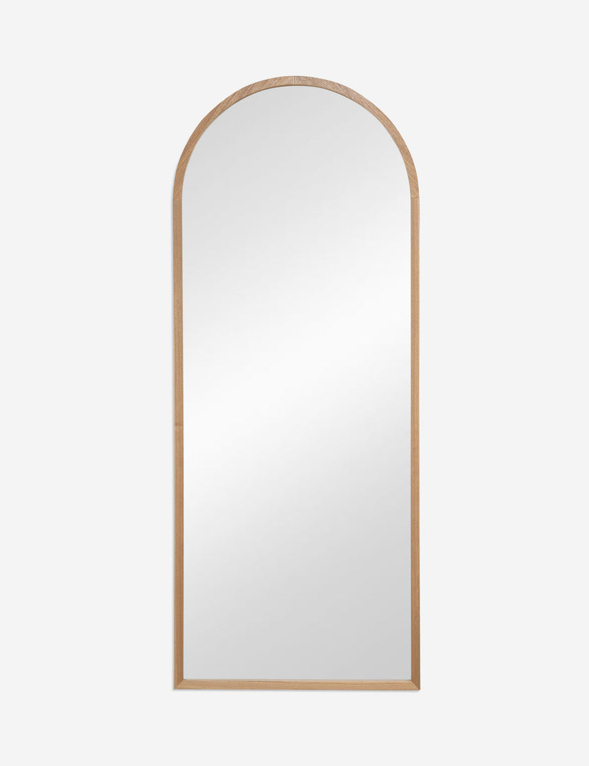 #color::natural | Paisley arched light wood framed floor mirror.