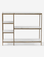 | Kathleen console table with marble shelves and gold finish