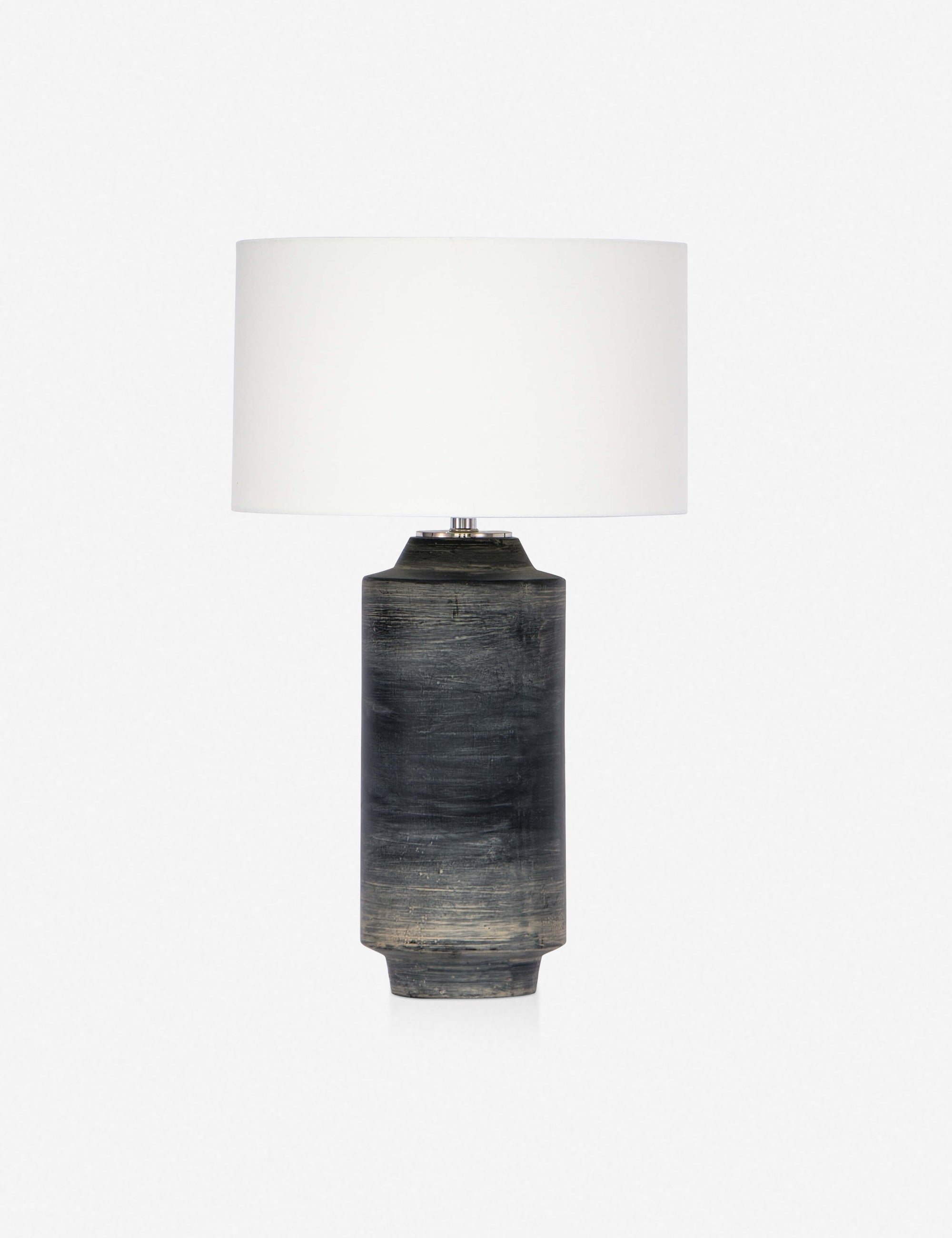 Black Ceramic Table Lamp with White Drum Shade