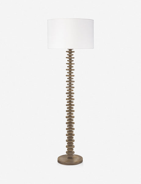 #color::natural  | Fishbone natural wooden Floor Lamp by Regina Andrew with a gradated wooden base and linen drum shade
