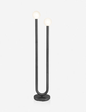 Happy floor black oil-rubbed bronze lamp by Regina Andrew with a dual-metal tube silhouette with contrasting matte white bumbs