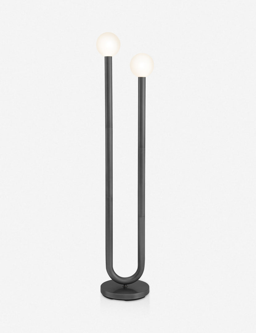 #color::oil-rubbed-bronze | Happy floor black oil-rubbed bronze lamp by Regina Andrew with a dual-metal tube silhouette with contrasting matte white bumbs