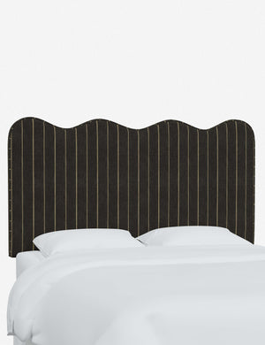 Angled view of the Clementine Charcoal Stripe Headboard