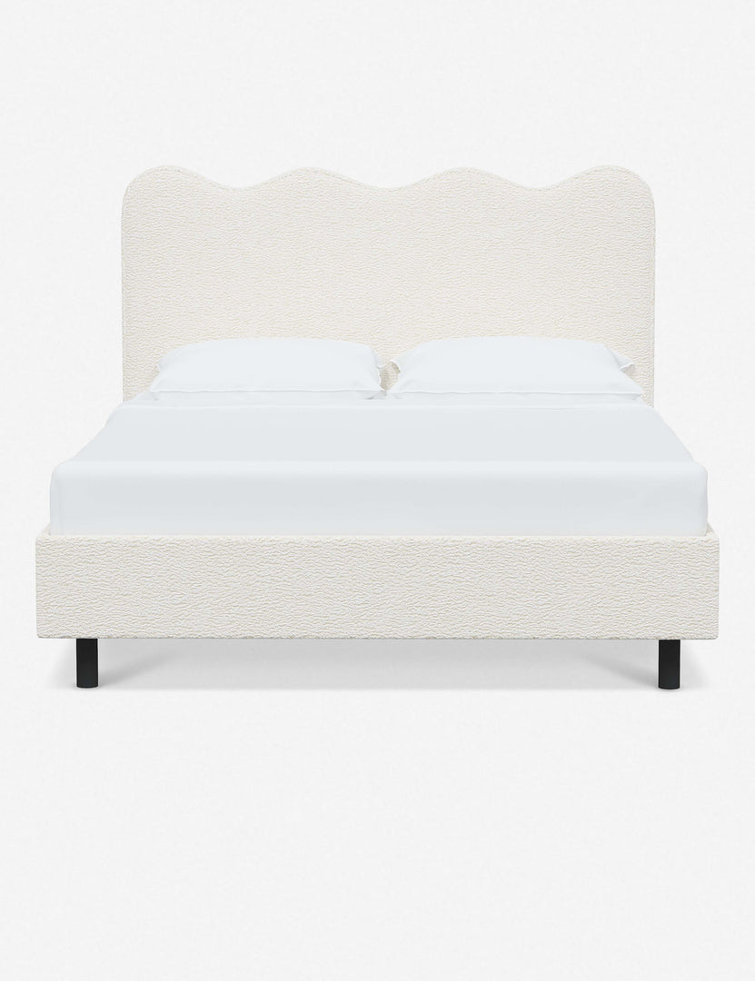 #color::cream-sherpa #size::twin #size::full #size::queen #size::king #size::cal-king | Clementine cream sherpa platform bed with undulating lined headboard