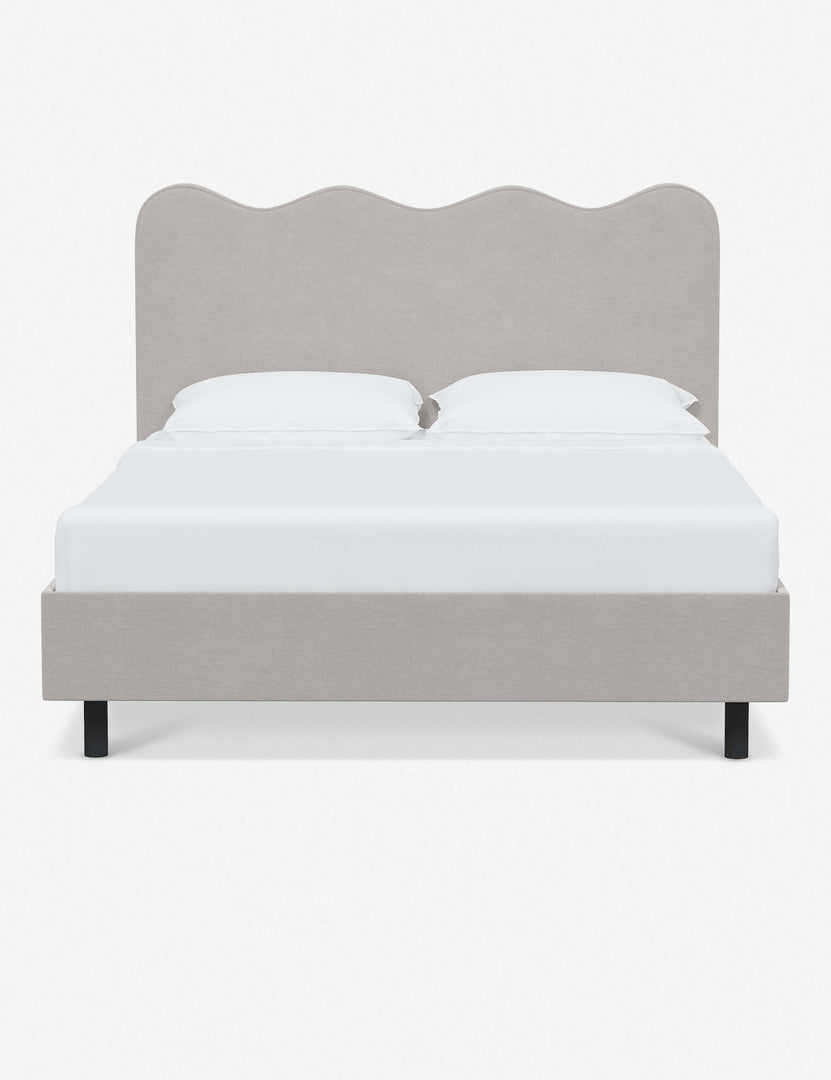 #color::mineral-velvet #size::twin #size::full #size::queen #size::king #size::cal-king | Clementine mineral velvet platform bed with undulating lined headboard