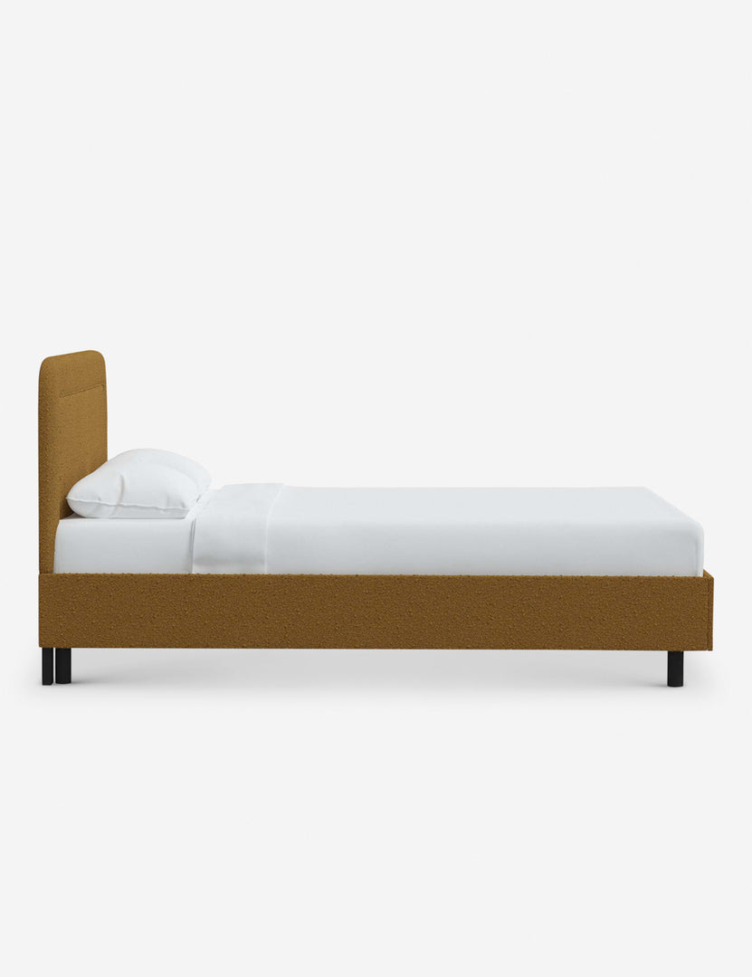 #color::ochre-boucle #size::full #size::queen #size::king #size::cal-king | Side of the Gwendolyn Ochre Boucle Platform Bed
