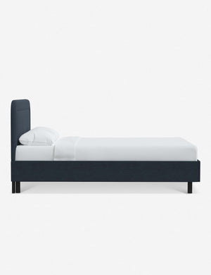 Side of the Gwendolyn Navy Linen Platform Bed