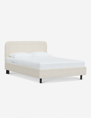 Angled view of the Gwendolyn Talc Linen Platform Bed