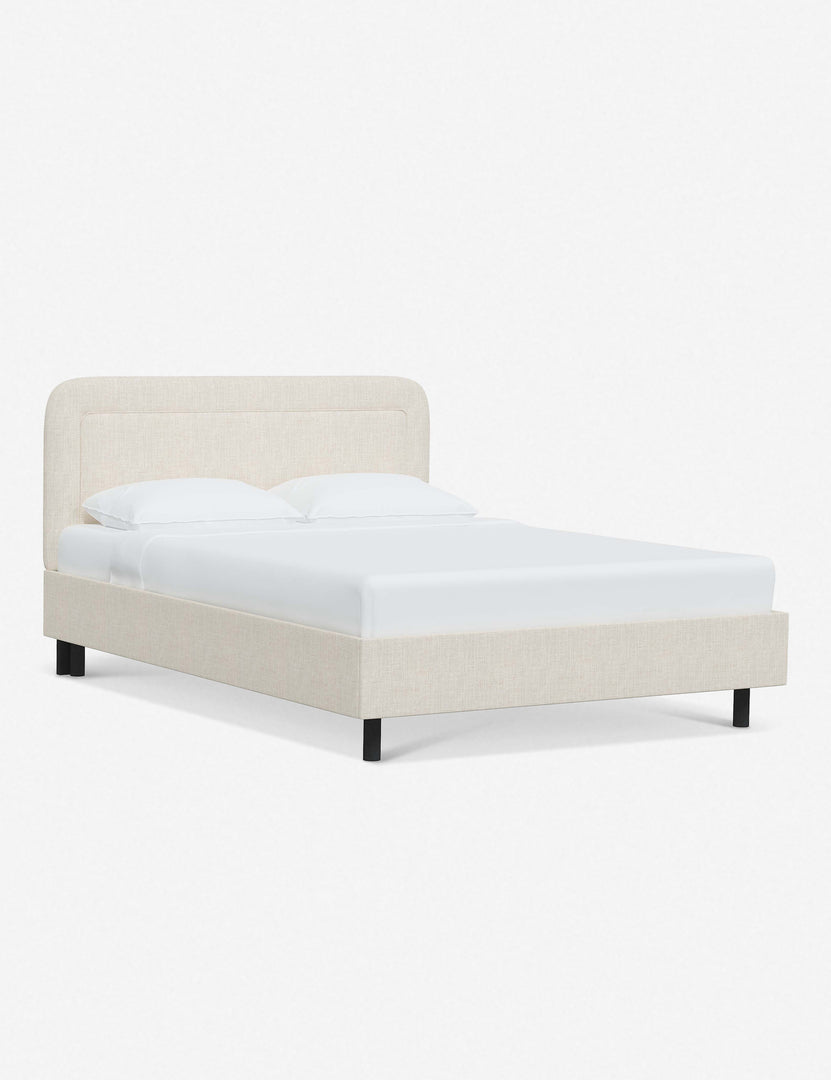#color::talc-linen #size::full #size::queen #size::king #size::cal-king | Angled view of the Gwendolyn Talc Linen Platform Bed