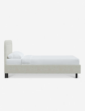 Side of the Gwendolyn White Boucle Platform Bed