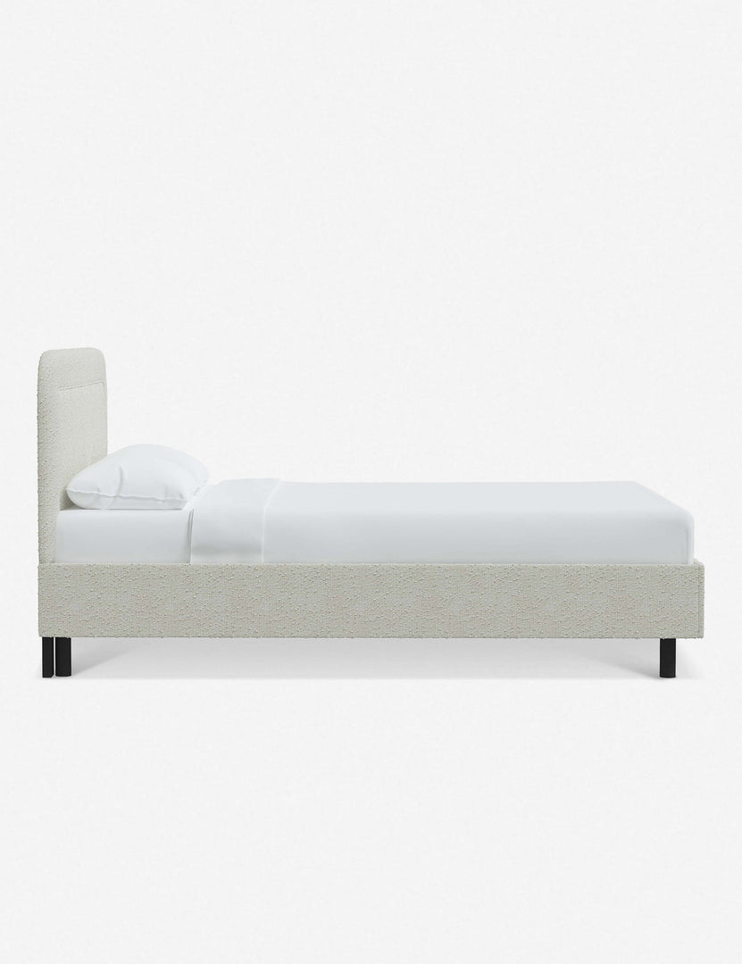#color::white-boucle #size::full #size::queen #size::king #size::cal-king | Side of the Gwendolyn White Boucle Platform Bed