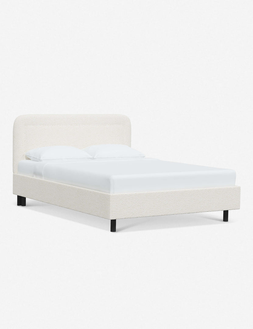 #color::cream-sherpa #size::full #size::queen #size::king #size::cal-king | Angled view of the Gwendolyn Cream Sherpa Platform Bed