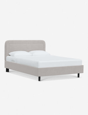 Angled view of the Gwendolyn Mineral Velvet Platform Bed