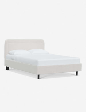 Angled view of the Gwendolyn Snow Velvet Platform Bed