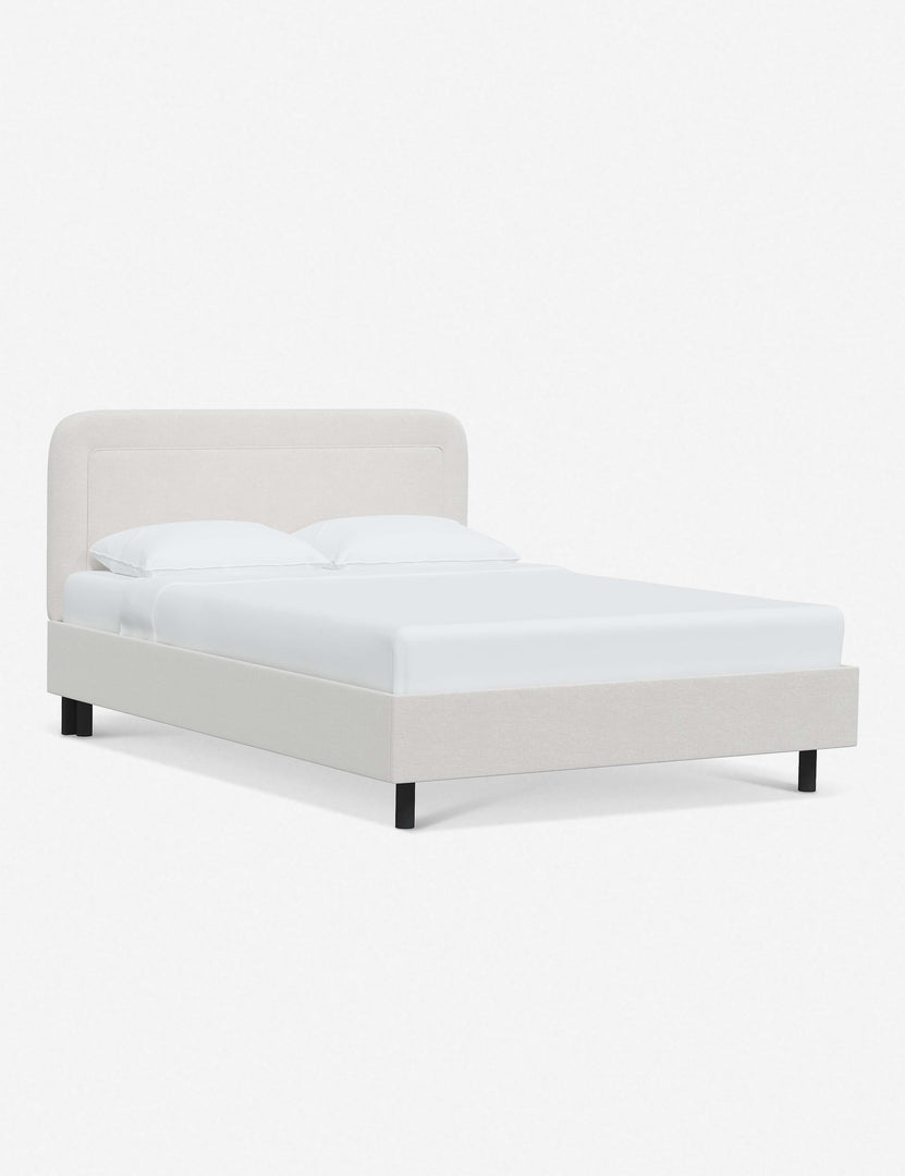 #color::snow-velvet #size::full #size::queen #size::king #size::cal-king | Angled view of the Gwendolyn Snow Velvet Platform Bed