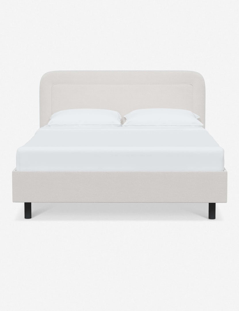 #color::snow-velvet #size::full #size::queen #size::king #size::cal-king | Gwendolyn Snow Velvet Platform Bed with soft rounded corners and an interior welt border