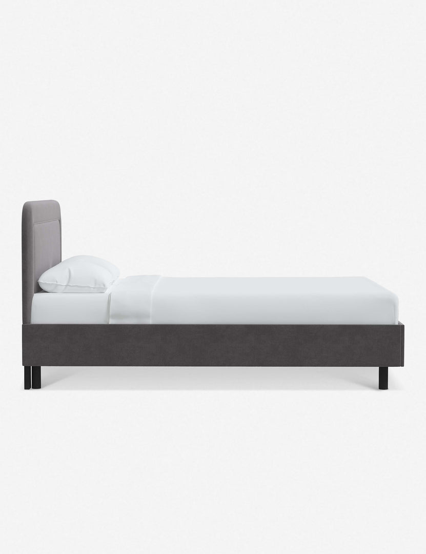 #color::steel-velvet #size::full #size::queen #size::king #size::cal-king | Side of the Gwendolyn Steel Velvet Platform Bed