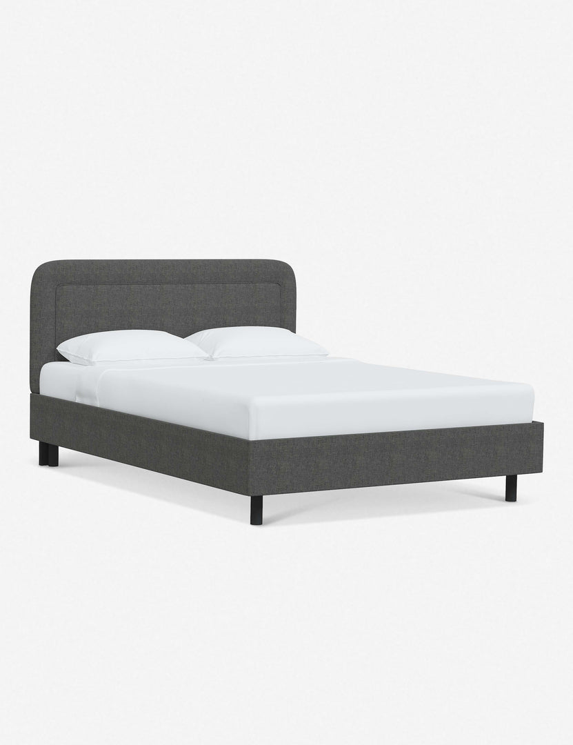 #color::charcoal-linen #size::full #size::queen #size::king #size::cal-king | Angled view of the Gwendolyn Charcoal Linen Platform Bed