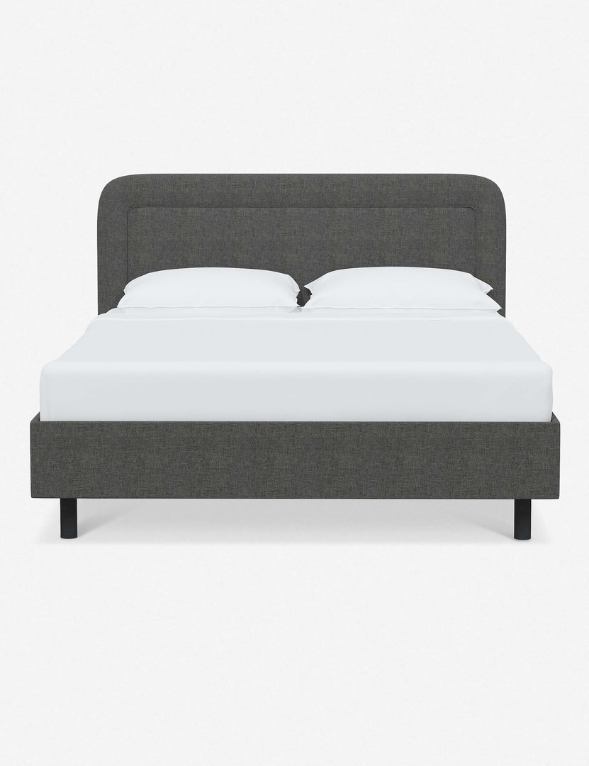 #color::charcoal-linen #size::full #size::queen #size::king #size::cal-king | Gwendolyn Charcoal Linen Platform Bed with soft rounded corners and an interior welt border