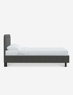 Side of the Gwendolyn Charcoal Linen Platform Bed