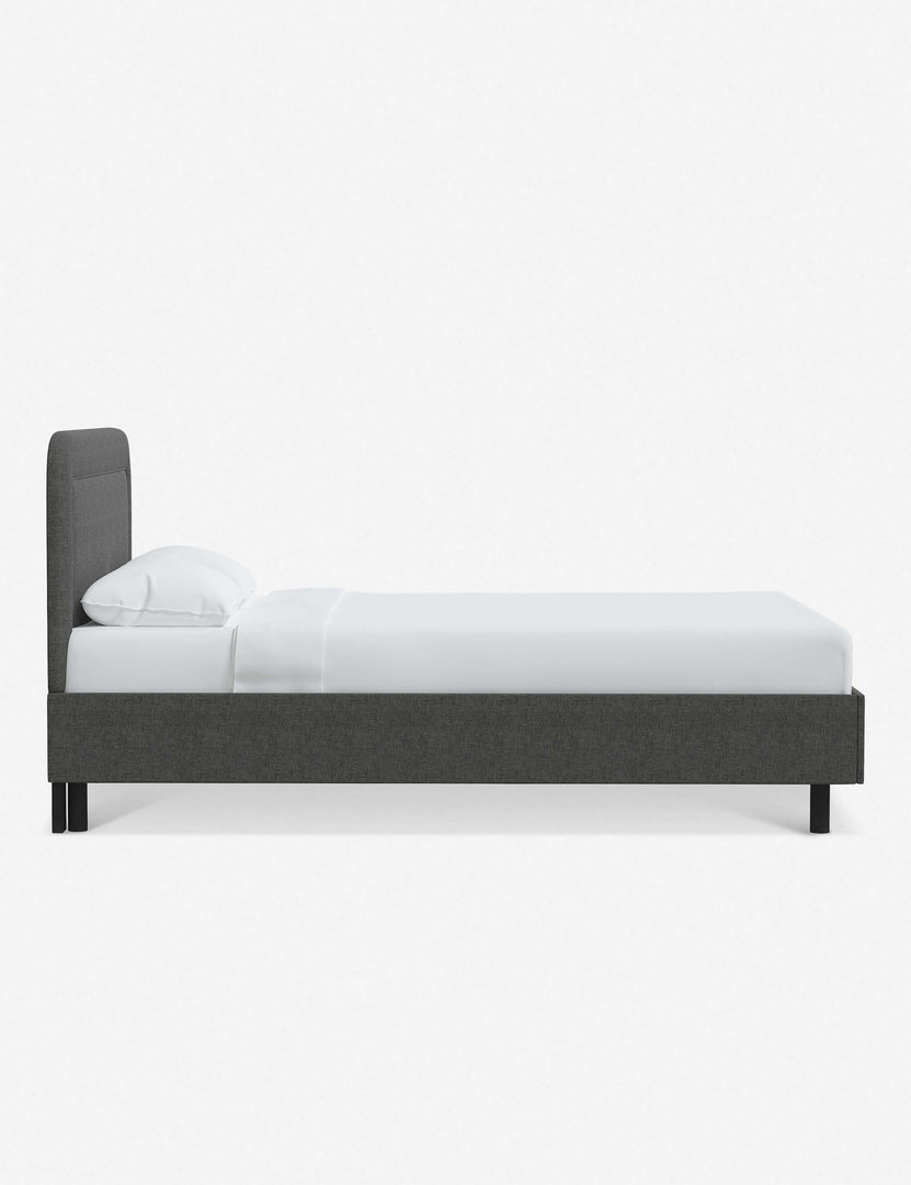 #color::charcoal-linen #size::full #size::queen #size::king #size::cal-king | Side of the Gwendolyn Charcoal Linen Platform Bed