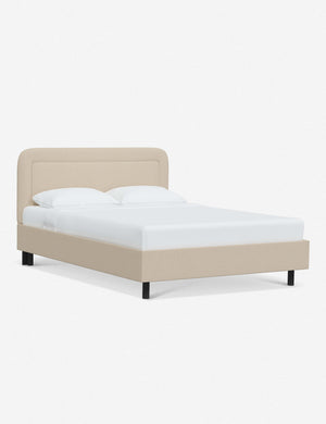 Angled view of the Gwendolyn Natural Linen Platform Bed