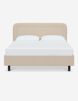 Gwendolyn Natural Linen Platform Bed with soft rounded corners and an interior welt border