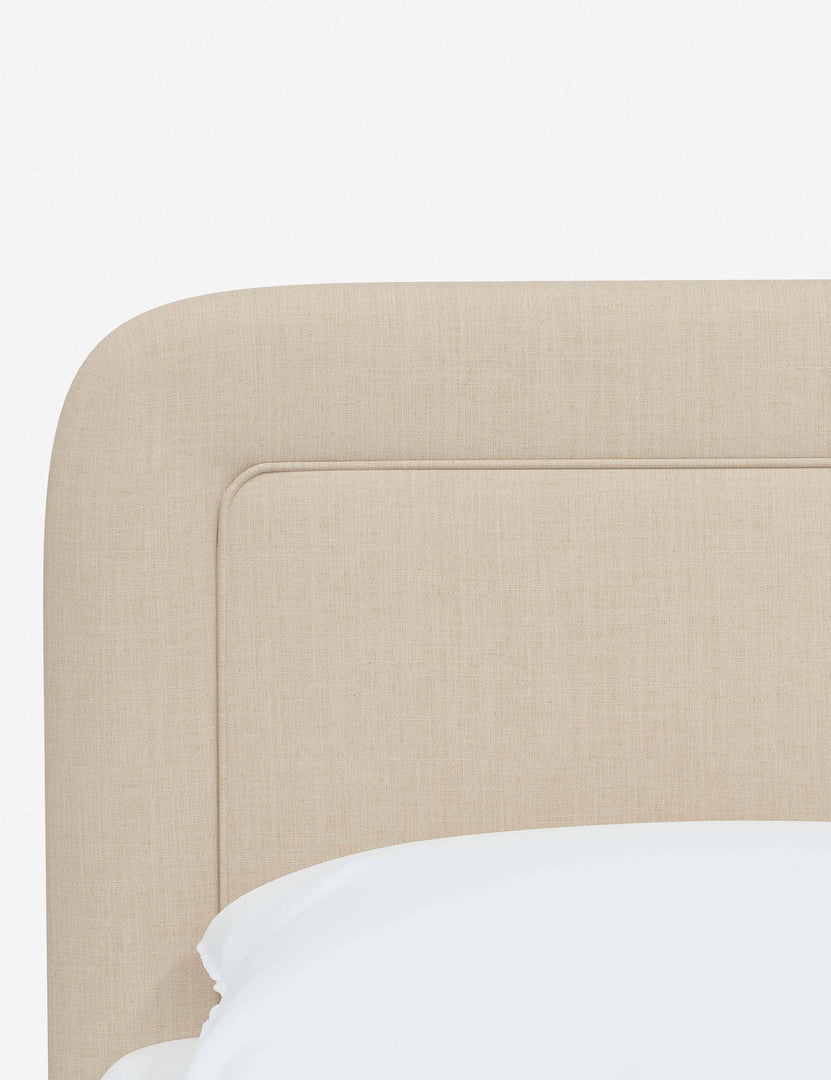 #color::natural-linen #size::full #size::queen #size::king #size::cal-king | Close up of the rounded corners and interior welt border on the Gwendolyn Natural Linen Platform Bed